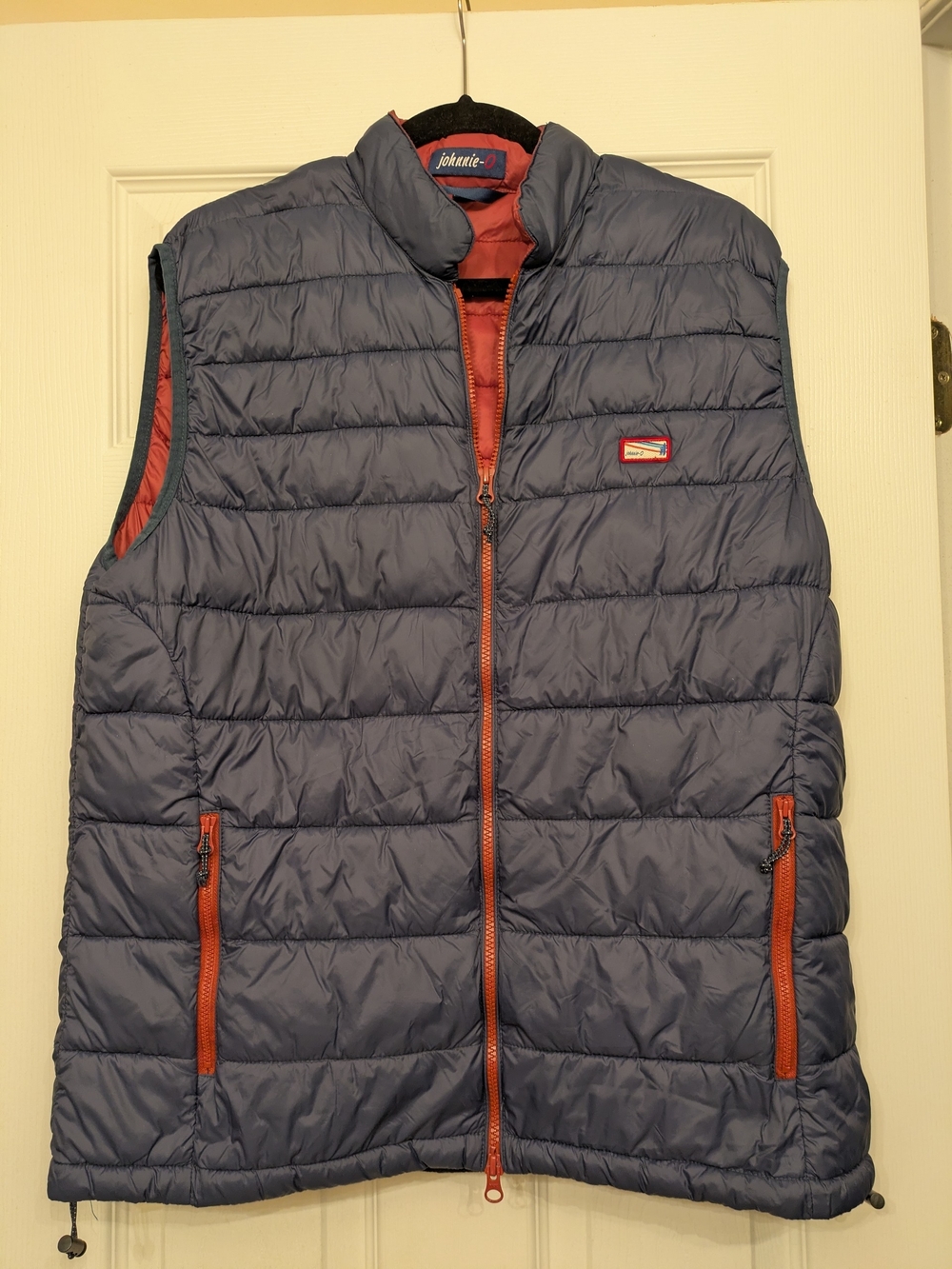 johnnie-O Hudson Quilted Vest Men’s Large Navy Blue Red Lightweight Puffer Golf